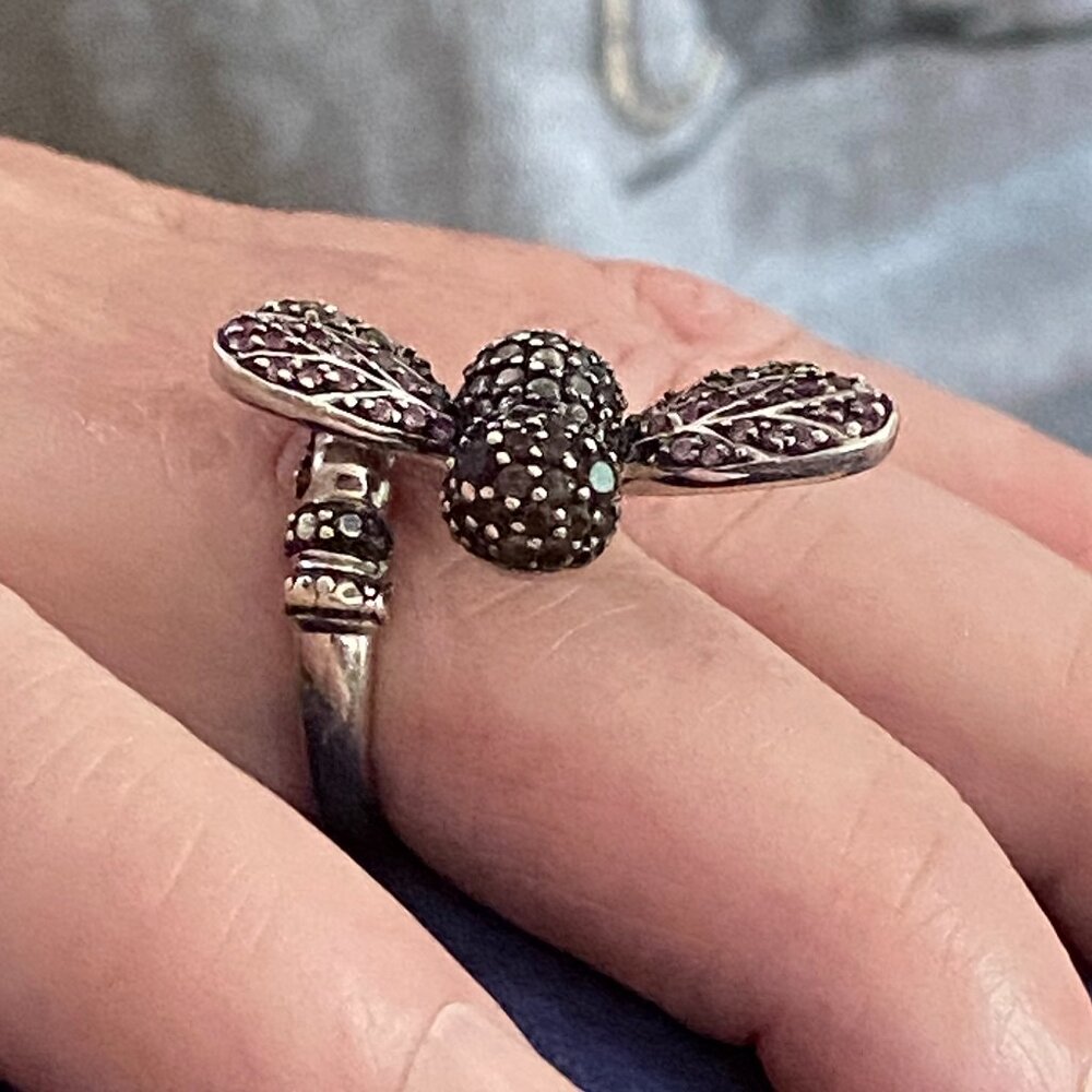 Dragonfly Ring set in a ornate Sterling Silver.
